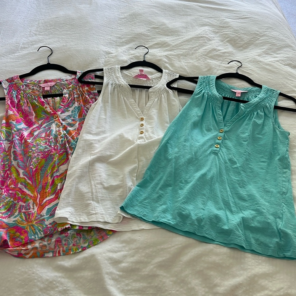 Lilly Pulitzer cotton tops  - set of 3 - white, turquoise and one fun print - xs